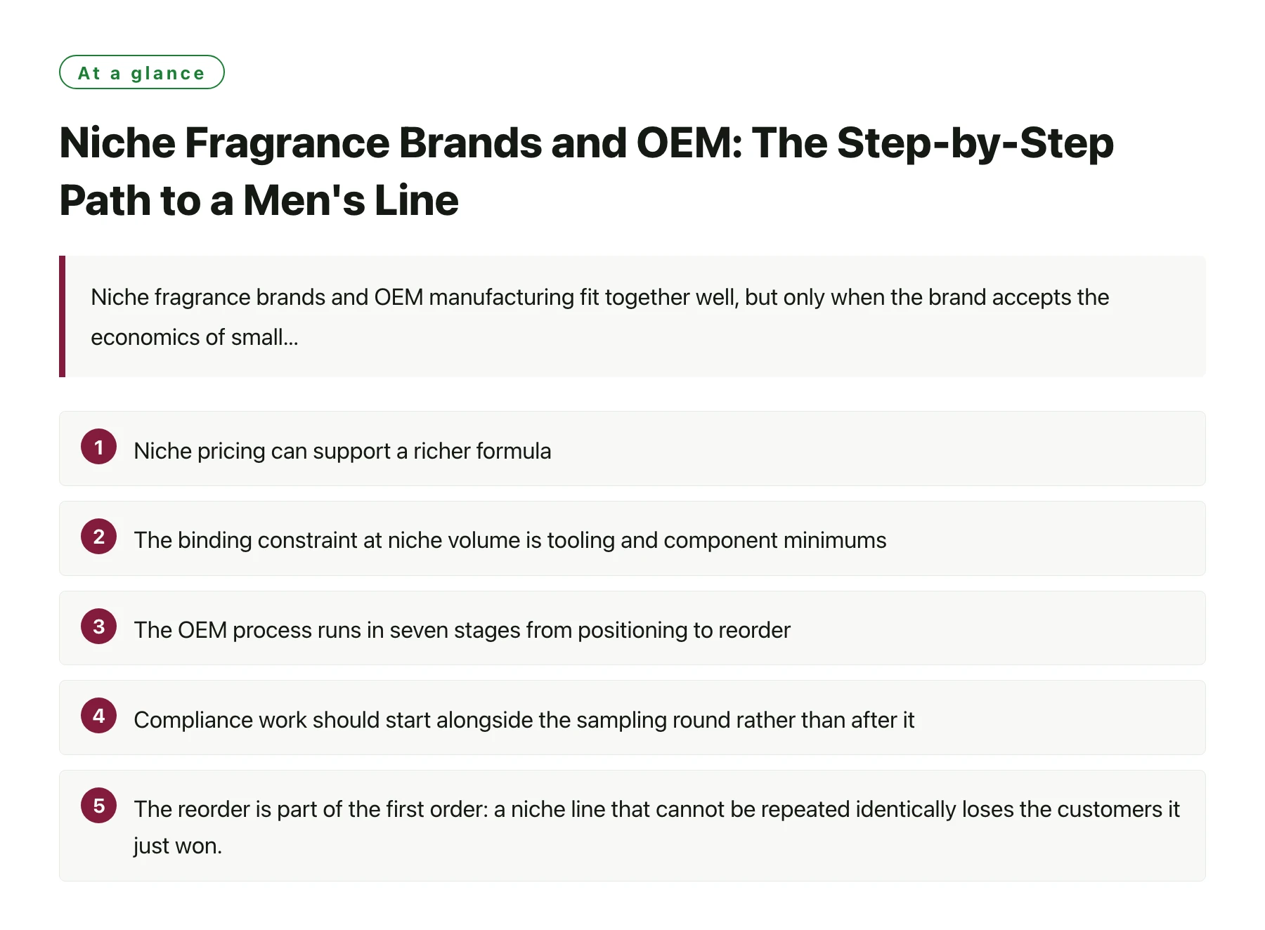 Niche Fragrance Brands and OEM: The Step-by-Step Path to a Men's Line——全文要点速览