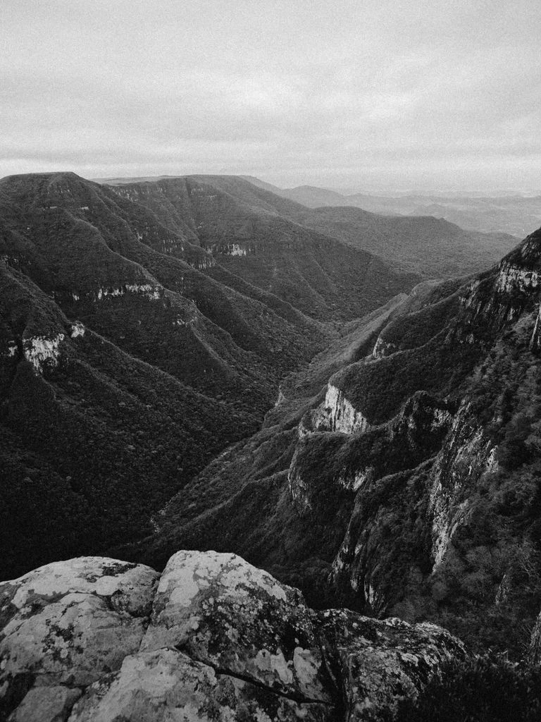 Borda de cânion nos Aparados da Serra, com neblina baixa no vale