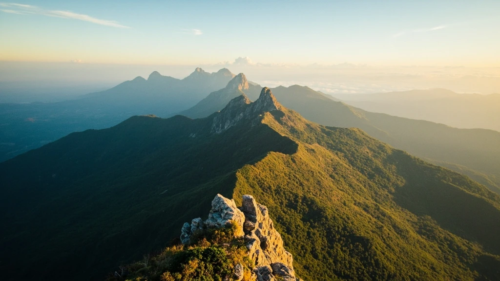 Cume da Serra Fina ao amanhecer, com cristas graníticas iluminadas pela primeira luz do dia